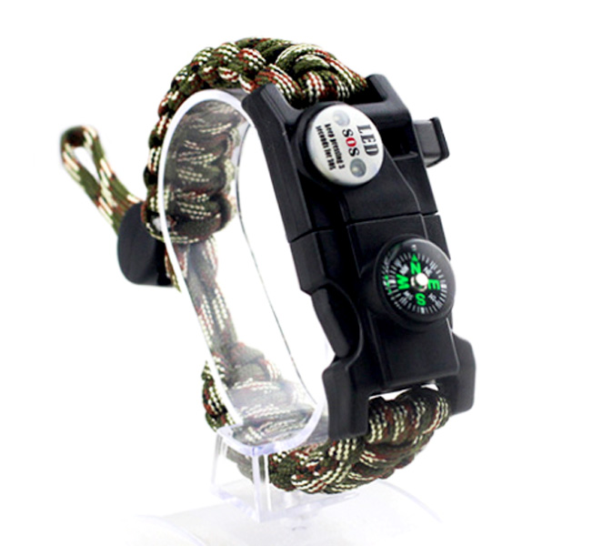 Survival Bracelet Multi-function Tools Kit On Wrist - Click Image to Close